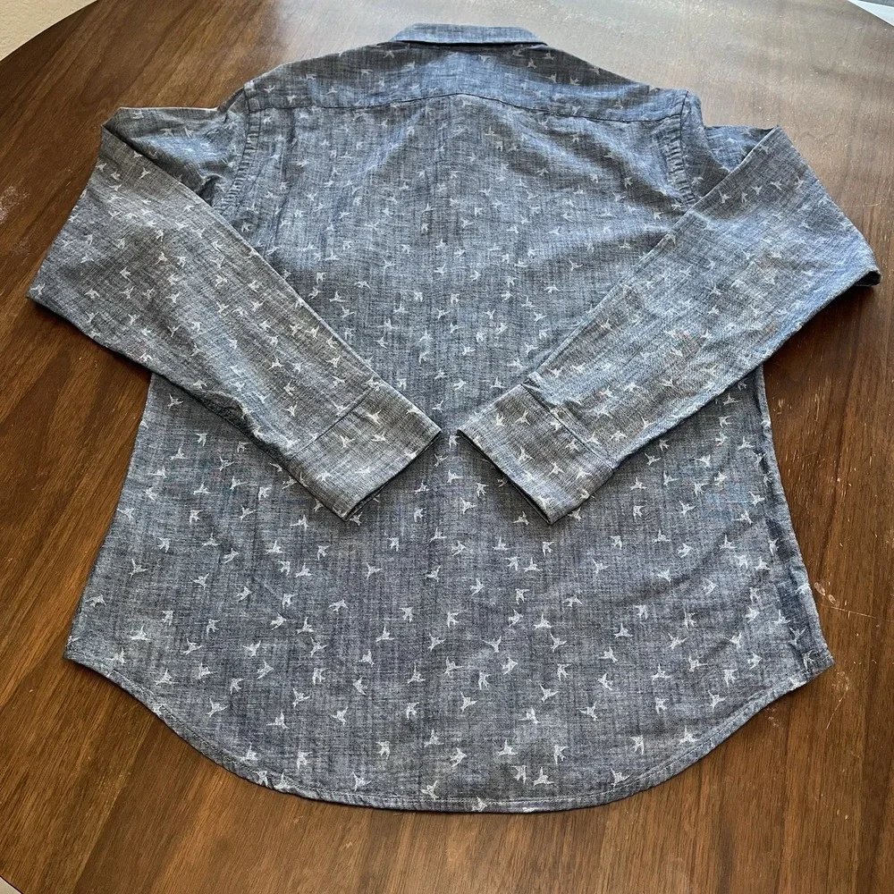 Banana Republic Soft Wash Men's S Cotton Blue Bird Print Button Down shirt NWT